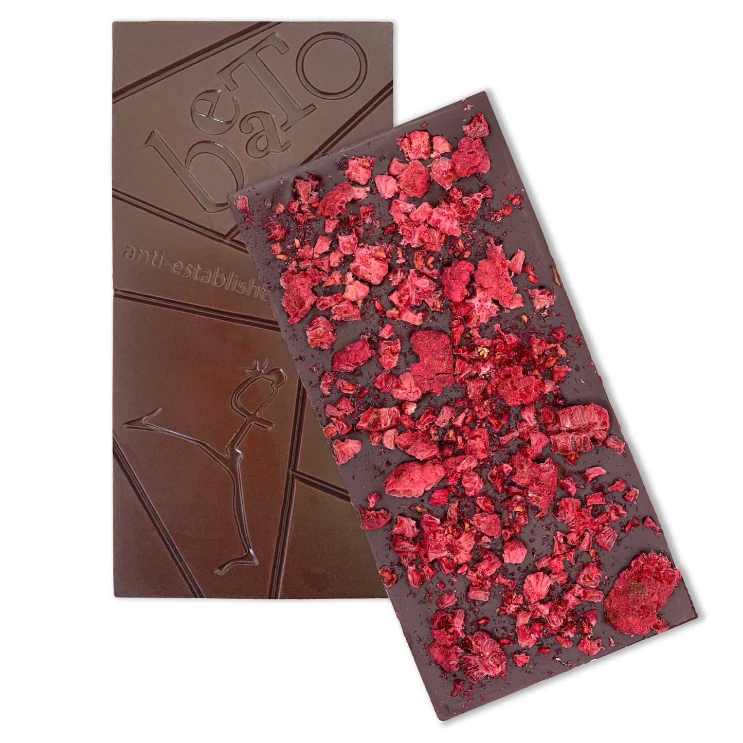 Cacao Beans, Cane Sugar, Cocoa Butter, Sunflower Lecithin, Vanilla Beans, Dried Raspberries